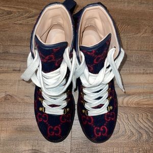 Blue red Gucci wool boots